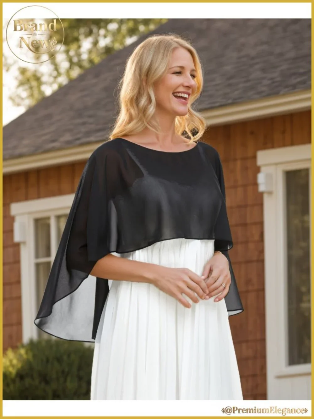 Sheer Chiffon Shawl Wrap Evening Dress Capelet Cover Up for Women